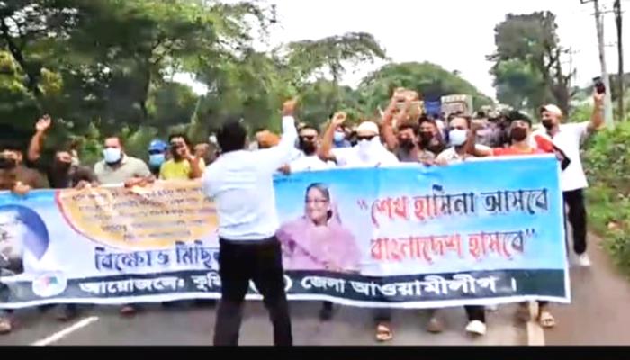 সদর দক্ষিণে কার্যক্রম নিষিদ্ধ আওয়ামী লীগের বিক্ষোভ মিছিল