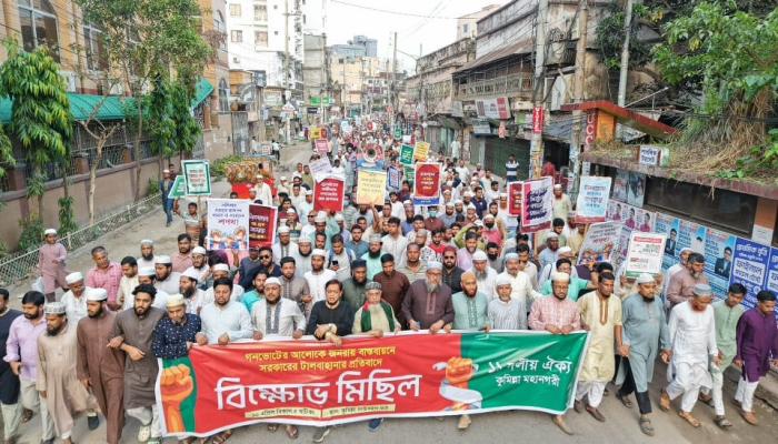 গণভোটের রায় বাস্তবায়নের   দাবিতে কুমিল্লা মহানগরী   জামায়াতের বিক্ষোভ মিছিল