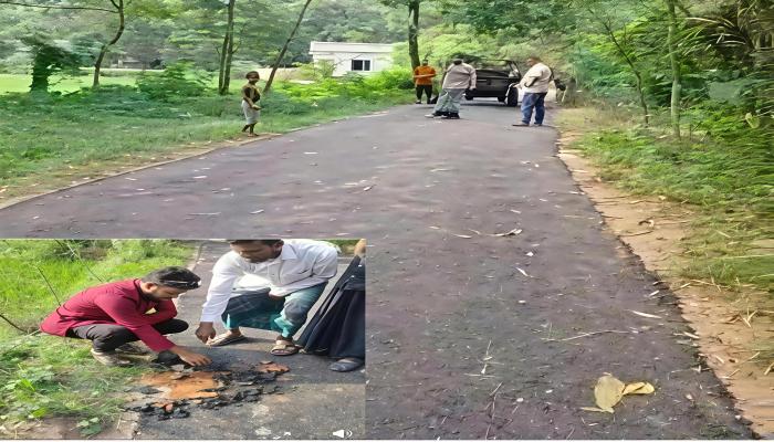 লালমাইয়ে কাজ শেষ না হতেই উঠে গেল সড়কের কার্পেটিং